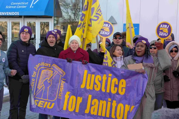 Rally with 32BJ at CT Science Center in Jan 2025