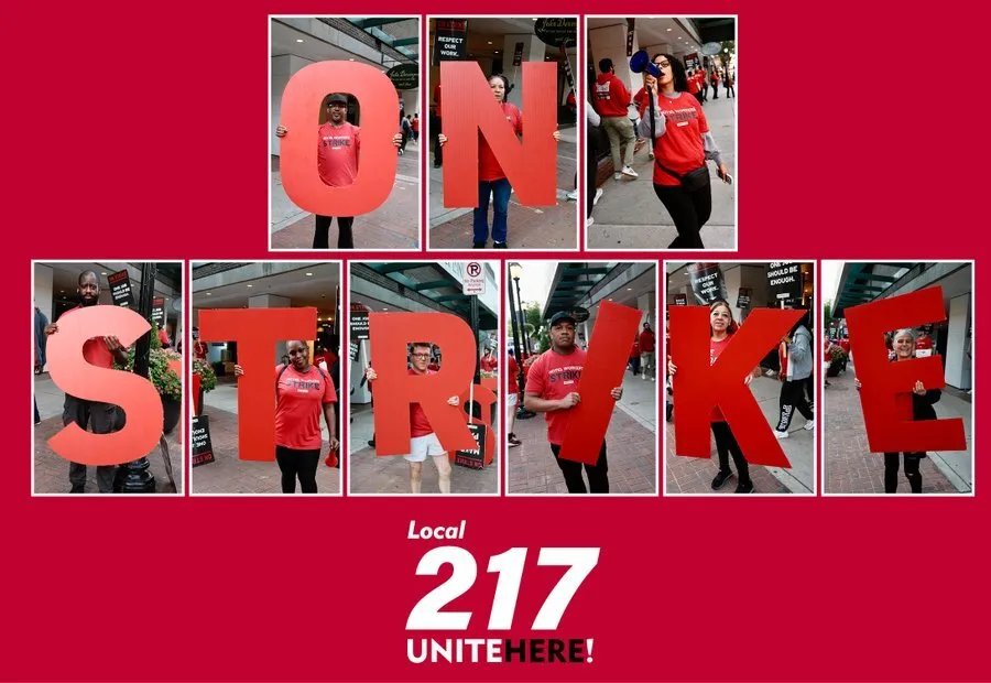 Hotel workers at the Omni New Haven Hotel are o strike