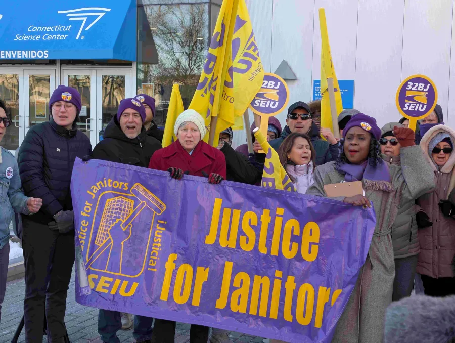 Rally with 32BJ at CT Science Center in Jan 2025