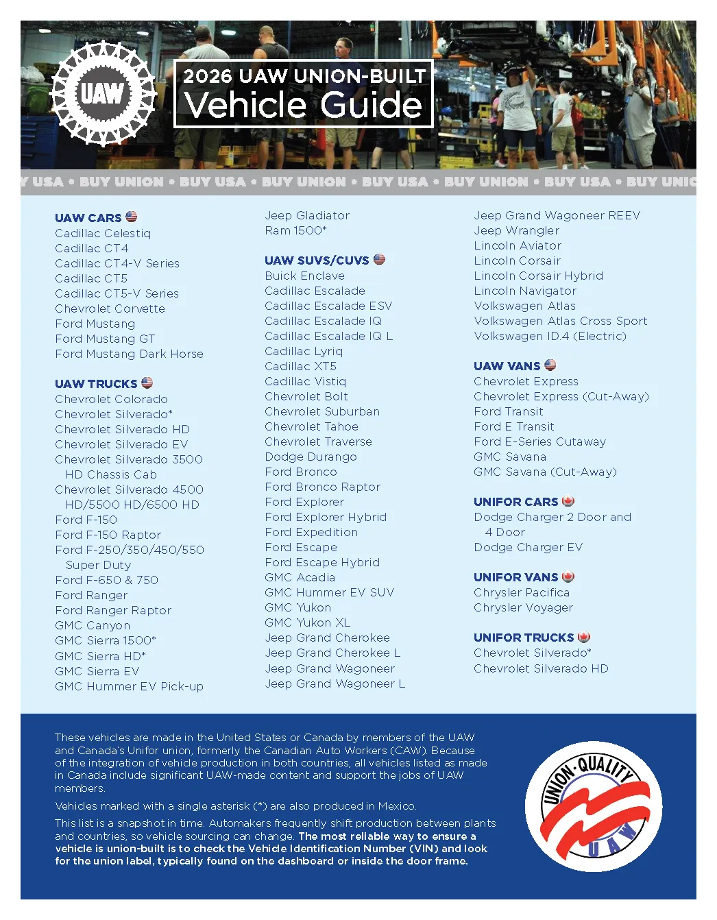 2026 UAW Made Vehicles