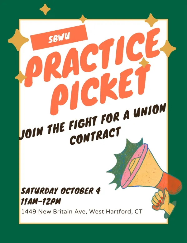 SBWU Practice Picket in West Hartford - Oct 2025
